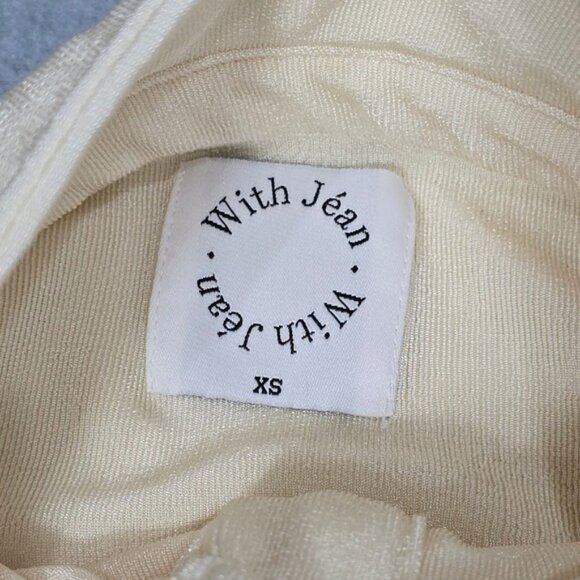 With Jean XS Mini Buttercream Dress Button Front Collared Ruched Bodycon Slinky - Picture 5 of 11